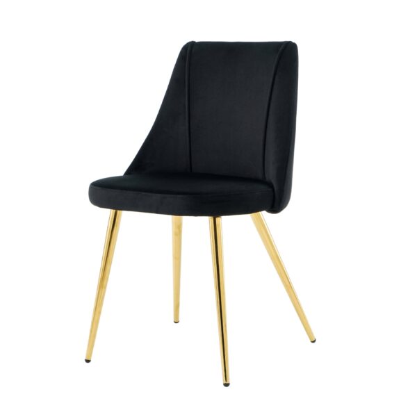 Modern Simple Velvet Dining Chair Set With Gold Metal Legs (Set of 4) - Black