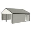 Double Garage Metal Shed With Side Entry Door, Can Storage Power Tools, Motorized Machinery, Farm Equipment, Pick Up Truck - Cream - Image 5
