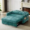 Modern Loveseat Pull Out Sofa Bed With Adjustable Backrest, Two Cup Holders, A Phone Holder, Three Charging Ports And Side Storage Pockets For Living Room - Teal - Image 12