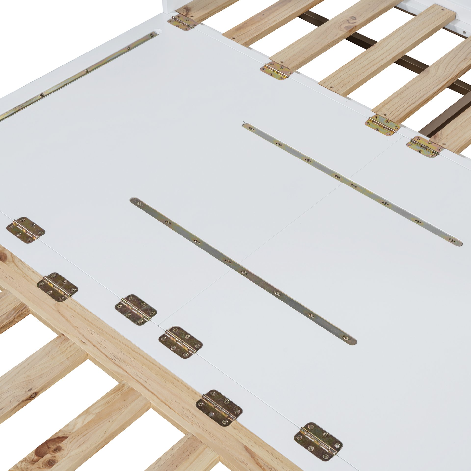 Queen Size Murphy Bed With Iron Legs, Modern Design - White - Image 17