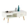 Modern Rectangle Coffee Table With Legs, Sliding Drawer For Storage - White - Image 6
