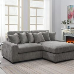 Tavia - Reversible Sectional Sofa With 6 Pillows - Gray