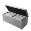 Piece Rectangular Storage Ottoman Short Velvet With 2 Set Ottomans - Light Gray - Image 6