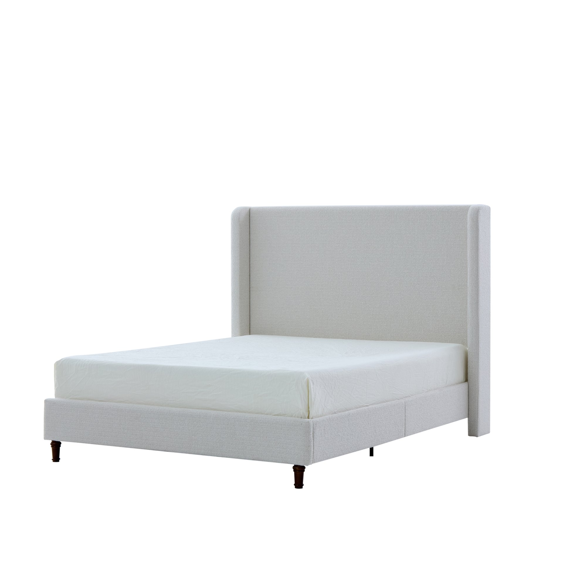 Harper - King Size Tall Headboard Upholstered Bed - Cream White - Image 9