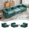 Convertible Floor Sofa Bed With Fixed Shape Frame, Boneless Modular Sectional Sofa, For Living Room - Dark Green - Image 4