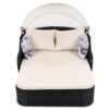 Outdoor Sunbed With Adjustable Canopy, Double Lounge, Daybed - Black / Beige - Image 9