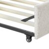 Full Size Elegant Upholstered Tufted Sofa Bed With Trundle, Linen Fabric - Beige - Image 4