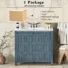 Bathroom Vanity Organizer With Sink, Solid Storage Cabinet - Retro Blue - Image 8