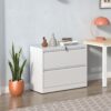 Modern 2 Drawer Steel Lateral File Cabinet With Lock, Metal Filing Cabinet For Home Office Use - White - Image 2