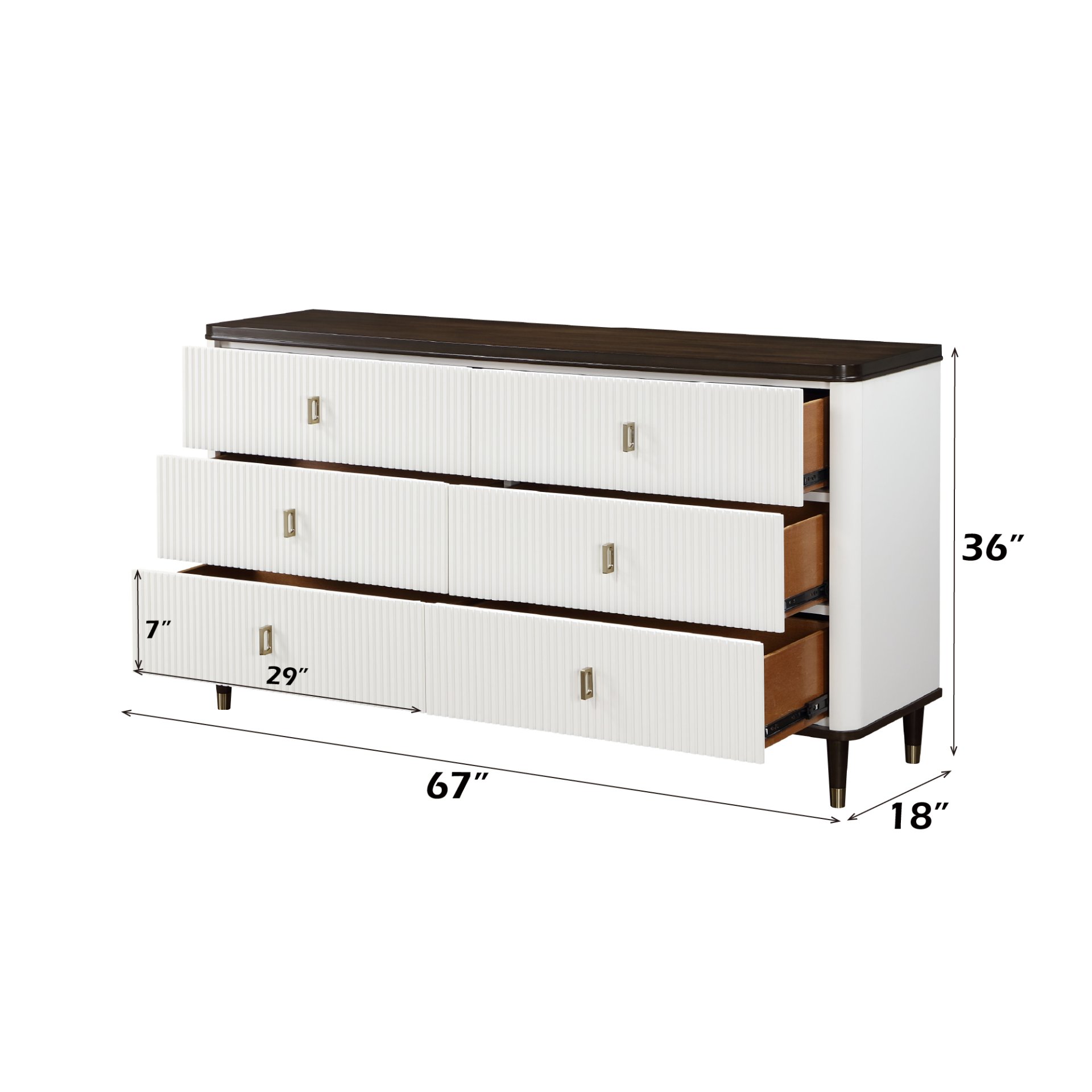 Carena - 5 Piece Bedroom Set (Eastern King Dresser Chest Mirror Nightstand) - Brown / Light Gray / White - Image 5