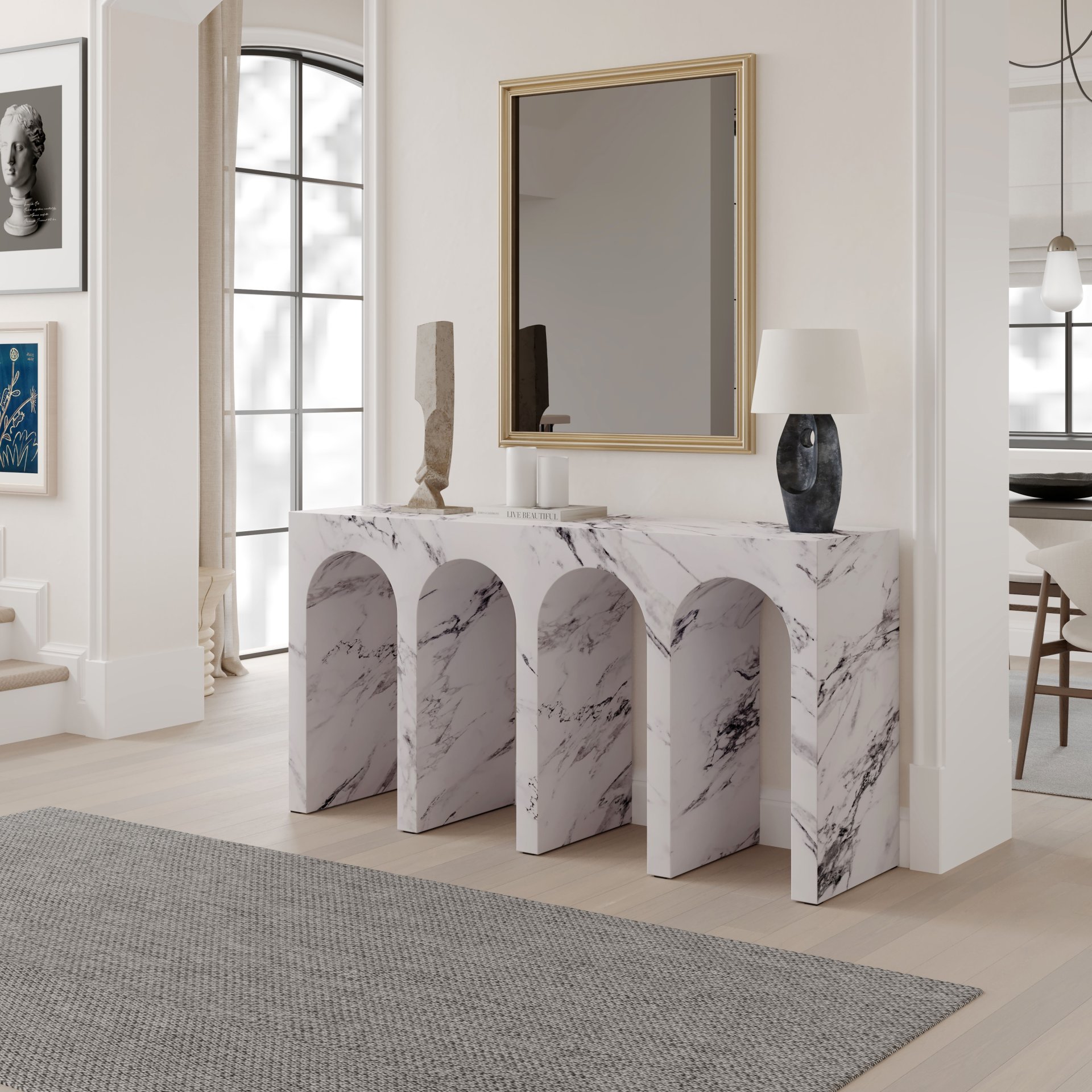 Fritzy - Engineered Stone Console Table - Marble - Image 2