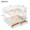 Full Over Full Bunk Bed With Drawers, Convertible Beds - White - Image 3