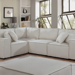 Melrose - Modular Sectional Sofa With Ottoman - Beige Linen