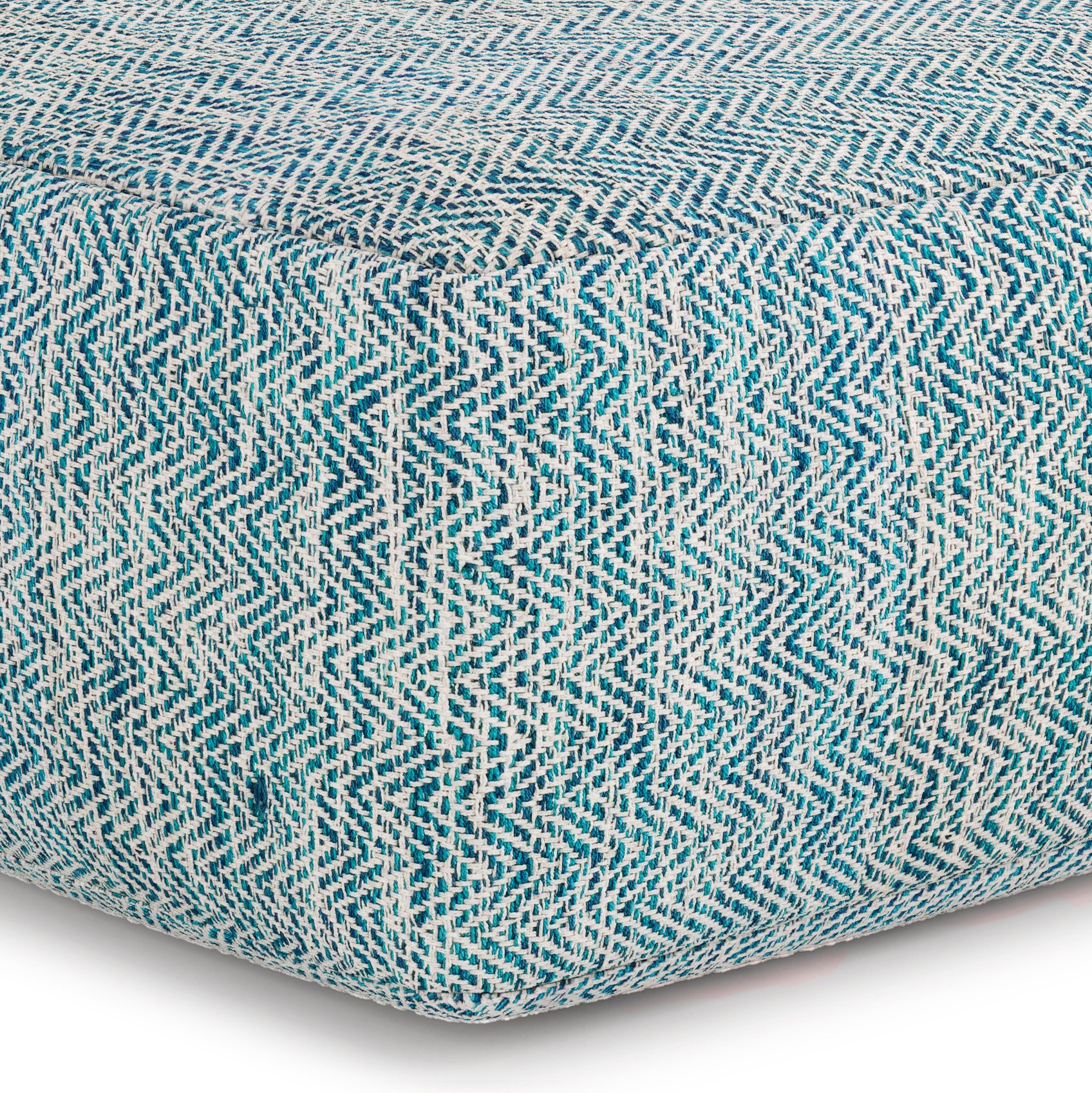 Nate - Square Pouf - Patterned Teal Melange - Image 4
