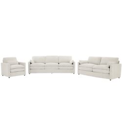 Cozy Upholstered Sofa Set Oversized Comfy Cloud Sofa Double Cushion Sofa Group Plush Cushion Sofa Couch For Living Room - Beige