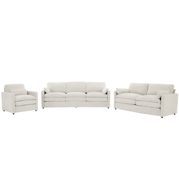 Cozy Upholstered Sofa Set Oversized Comfy Cloud Sofa Double Cushion Sofa Group Plush Cushion Sofa Couch For Living Room - Beige