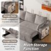 Pull Out Sleeper Sofa L-Shaped Couch Convertible Sofa Bed With Storage Chaise, Storage Racks And USB Ports - Light Brown - Image 8