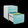 Simple Style 3 Drawer Mobile File Cabinet Under Desk Office Storage - White / Green - Image 5