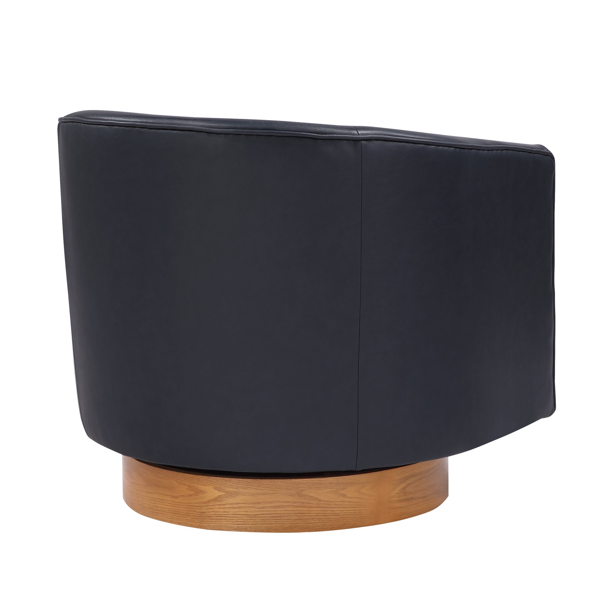 Maisy - Barrel Swivel Chair With Wooden Base - Blue - Image 10