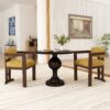 Indoor Upholstered Wood Dining Chair Set Comfortable (Set of 2) - Yellow / Walnut - Image 2