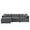Modular Sectional With Deep And Wide Seat, L Shaped Cloud Couch Set With Double Cushions 4 Seat Sofa With Movable Ottoman Oversized - Dark Gray - Image 3