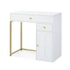 Makeup Vanity Desk With Lighted Mirror, Luxury Dressing Table With 2 Drawers And 1 Cabinet, 3 Lighting Modes Available For Bedroom - White / Gold - Image 16