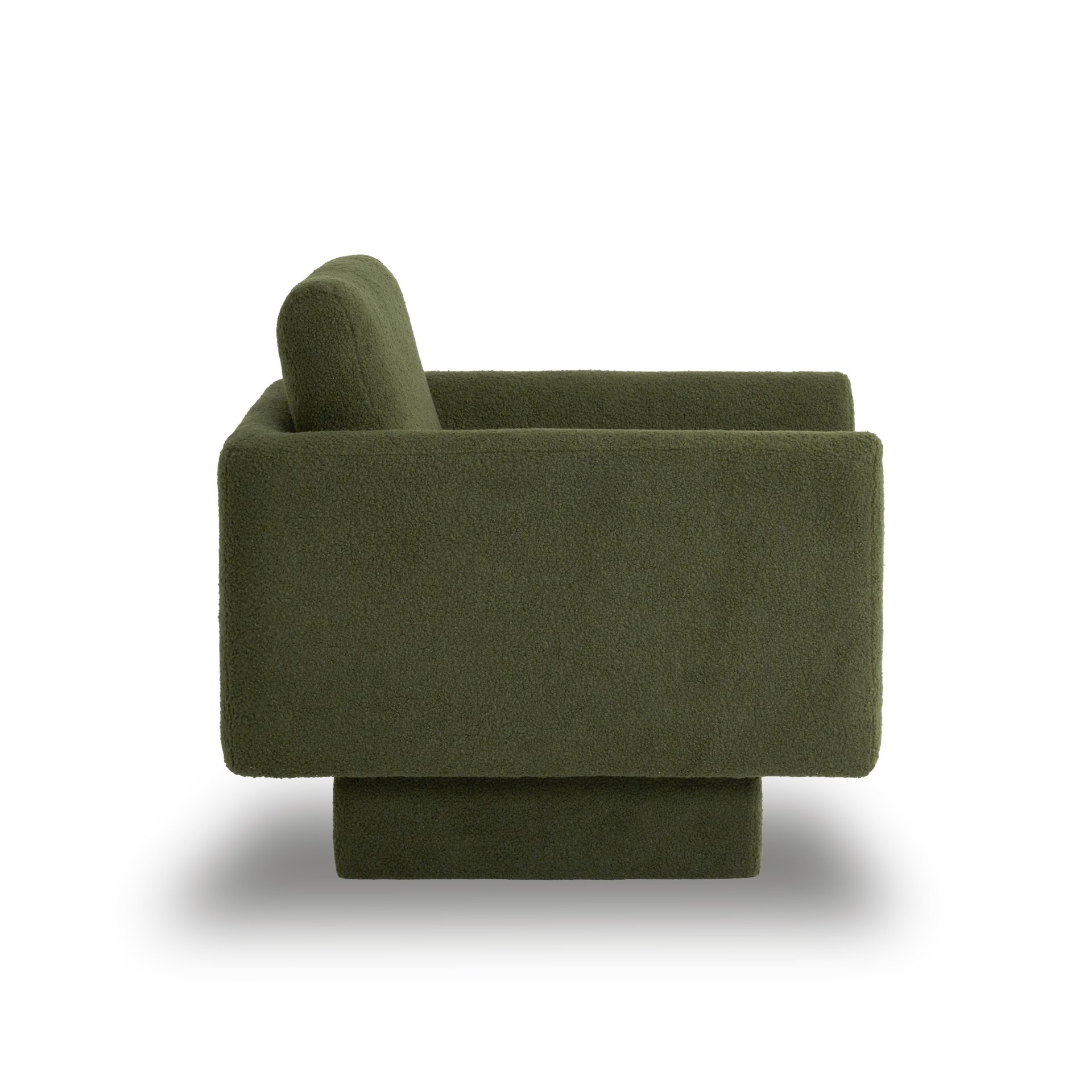 360° Modern Swivel Accent Chair Round Armchair, Thick Padded Single Lounge Sofa Upholstered Comfy - Green - Image 11