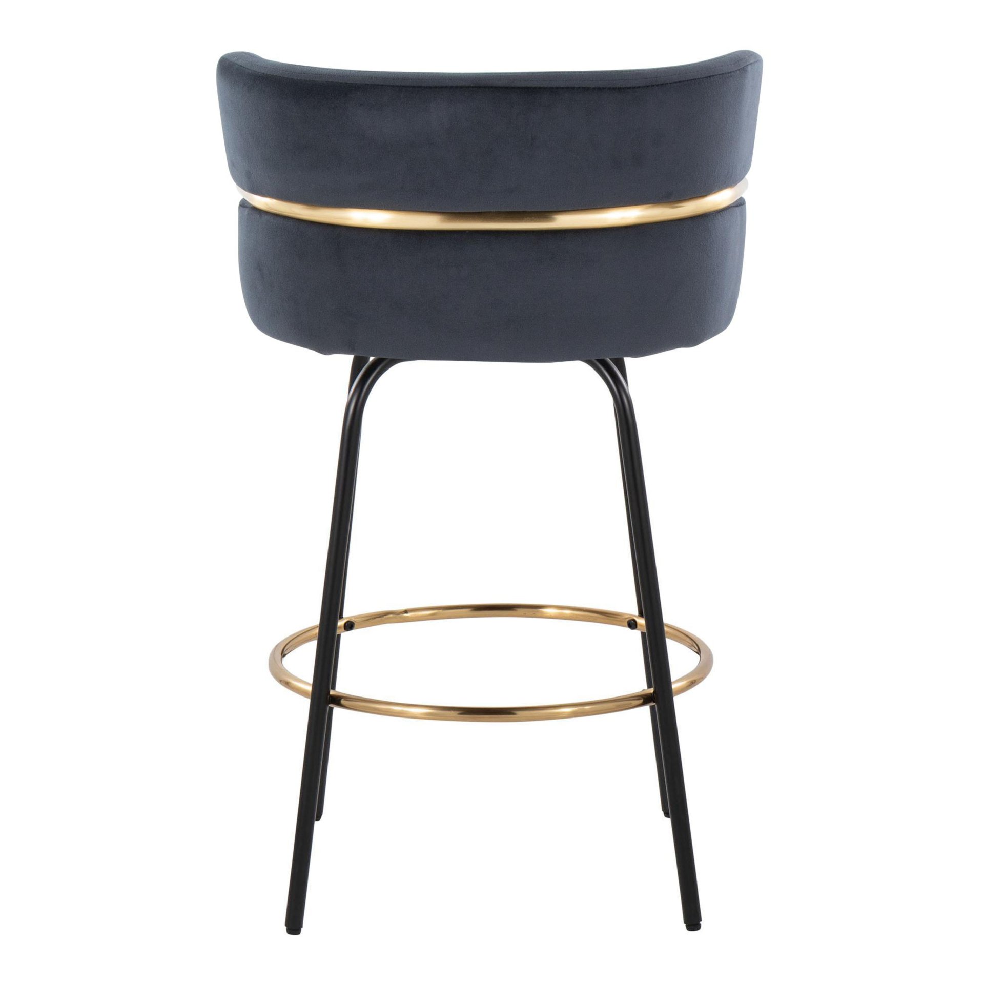 Cinch - Contemporary Fixed Height Counter Stool With Swivel With Round Footrest (Set of 2) - Black - Image 5