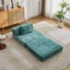 Convertible Floor Sofa Bed With Fixed Shape Frame For Living Room - Dark Green - Image 10