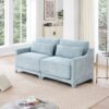 Elegant 2 Seater Sofa With Ergonomic Design And Lumbar Pillows - Sky Blue - Image 4