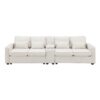 Upholstered Sofa With Console, 2 Cupholders And 2 USB Ports Wired Or Wirelessly Charged, Modern Linen Fabric Couches With 4 Pillows (4 Seat) - Beige - Image 3