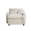 Comfortable Single Chair Deep Seat Sofa With Footstool And Pillow Light Accent Chair For Living Room And Bedroom - Beige - Image 7