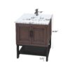 Modern Freestanding Bathroom Vanity With Ceramic Sink, Hot And Cold Faucet, 2 Door Cabinet & Open Iron Shelf, Magnesium Oxide And Iron Frame - Walnut - Image 3