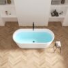 Freestanding Bathtub, Modern & Contemporary Design Soaking Tub With Brushed Nickel Pop-Up Drain And Minimalist Design Overflow - White - Image 5