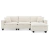 Modern Convertible Sectional L Shaped Reversible Couch Set With Free Pillows 4 Seat Suede Sleeper Sofa With Ottoman - Beige - Image 25