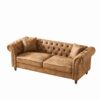 Chesterfield Sofa, High Roll Armrest Sofa, Upholstered Mid Century Modern Couch, 3 Seater Couch - Brown - Image 16