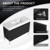Freestanding Bathroom Vanity With Resin Sink And Storage Cabinet - Dark Oak - Image 8