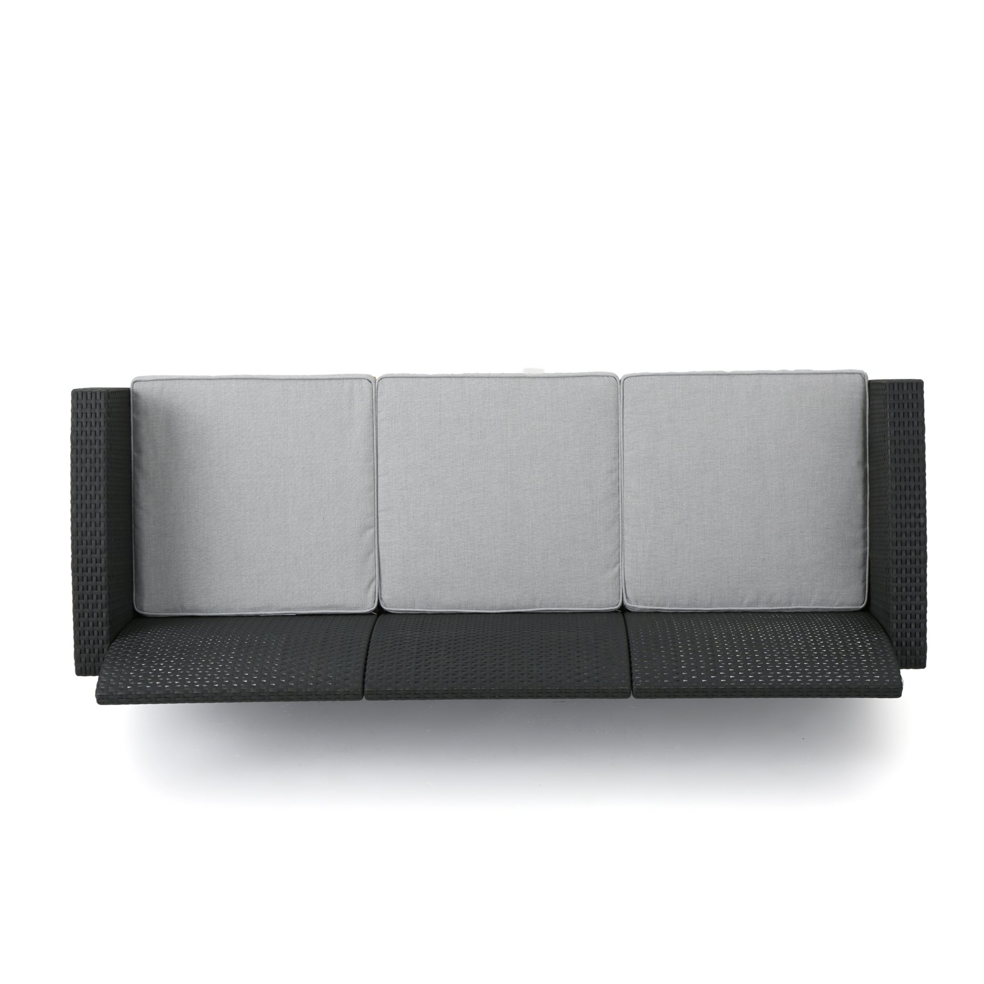 Outdoor 3 Seater Rattan Sofa With Water Resistant Cushions - Gray - Image 6