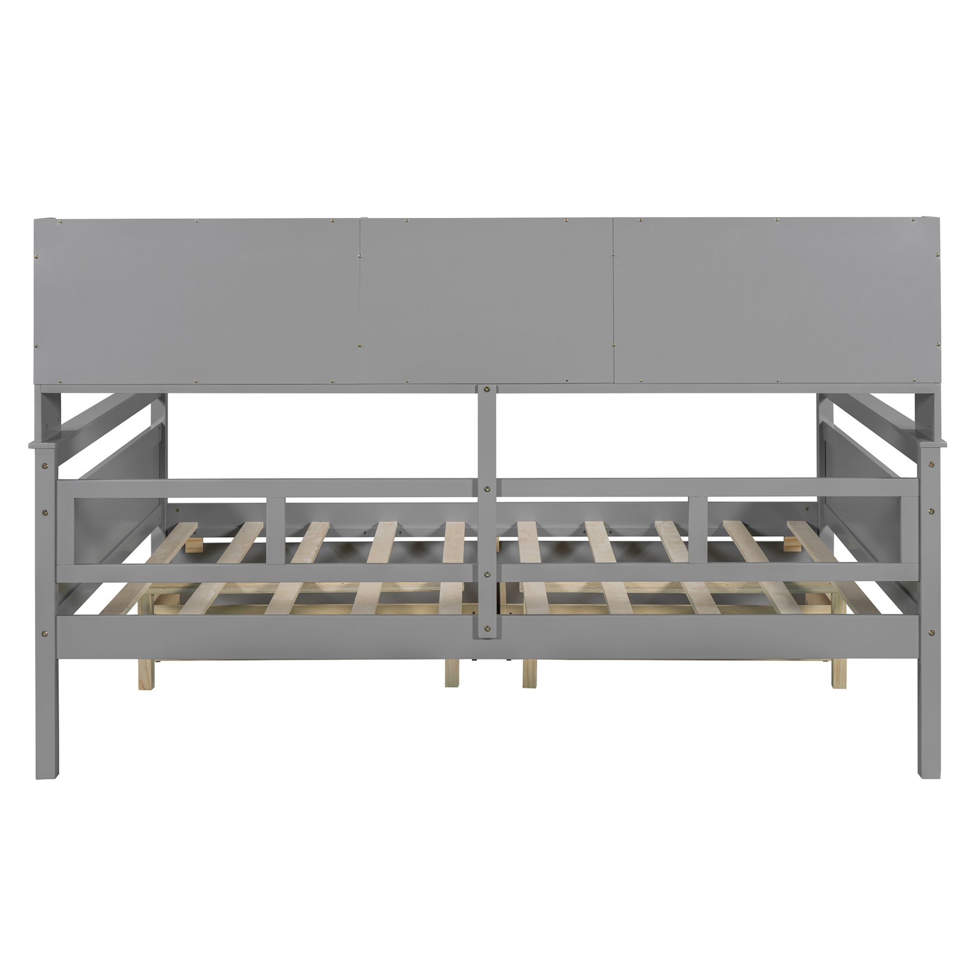 Full Size Daybed, Slat Support, With Bedside Shelf And 2 Drawers - Gray - Image 9