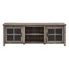 Modern Farmhouse 2 Door Glass Windowpane 70" TV Stand For 80" TVs - Gray Wash - Image 3