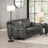 Belfast-Top Grain Leather Loveseat - Gun Ash - Image 2