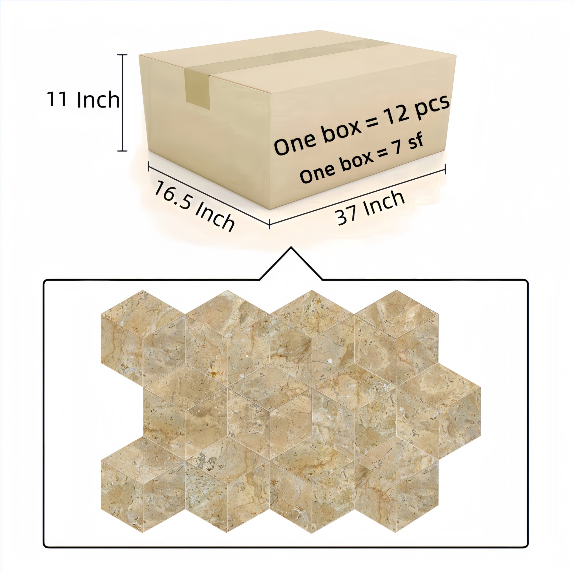 Hexagon Marble Polished Tile For Wall And Floor - Beige / Gold - Image 4