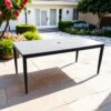 Outdoor Modern Patio Dining Table, Post Tapered Legs Seats 6, Weatherproof & Rust Free - Ember Black / White - Image 2
