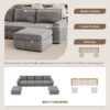 Chenille Modular Sectional Sofa, U Shaped Reversible Couch, Free Combination, 6 Seat Sleeper Sofa Bed With Ottoman, Convertible Oversized Indoor Furniture - Gray - Image 17