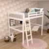 Everest - Full Size Loft Bed With Stairs With Desk And Storage, Heavy Duty Solid Wood Frame - White - Image 4