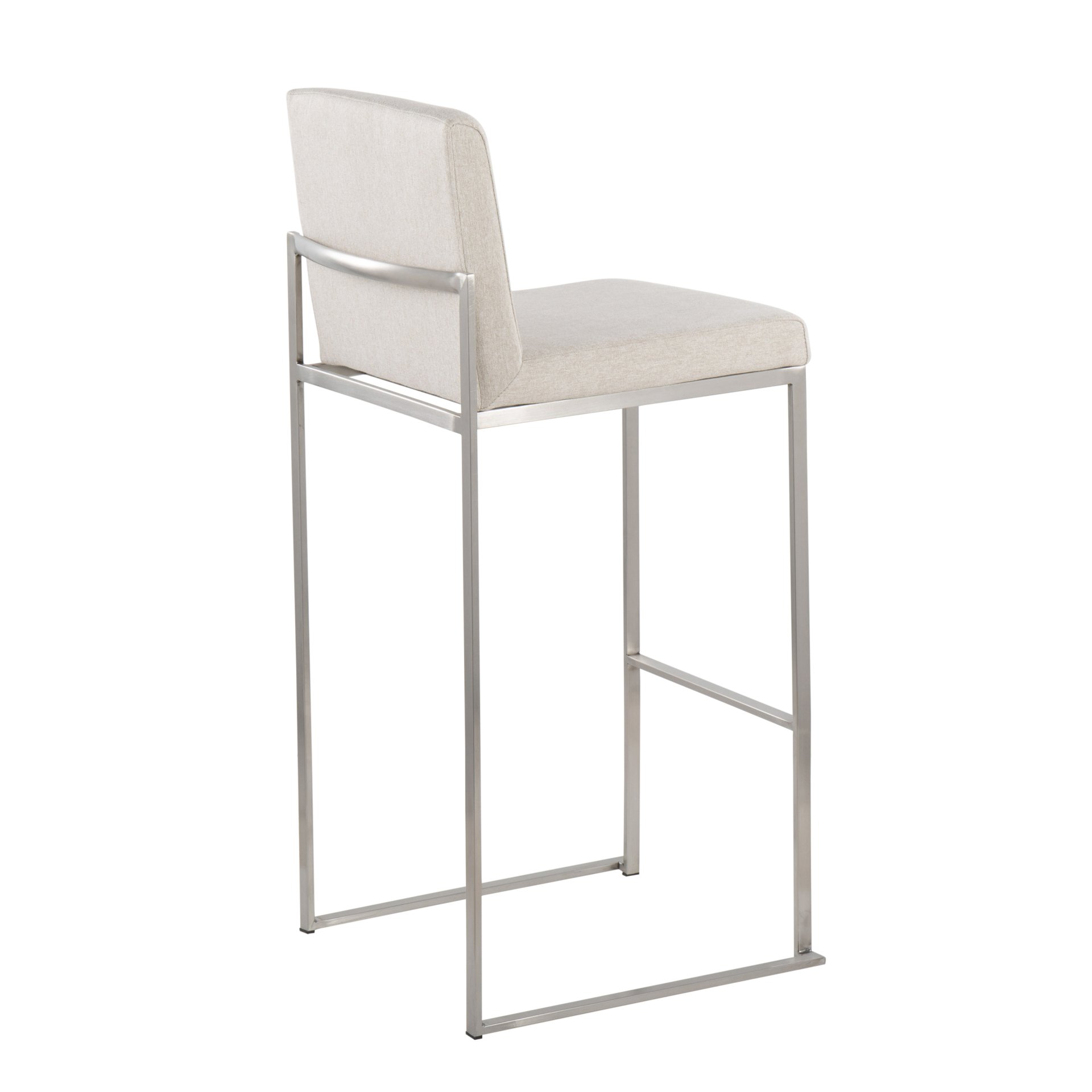 Fuji - Contemporary High Back Barstool (Set of 2) - Beige - Image 4
