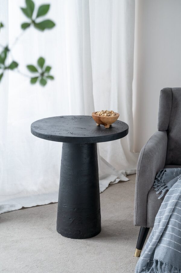 Round Side Table With Pedestal Base - Black