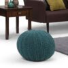 Shelby - Hand Knit Round Pouf - Teal - Image 5