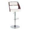 Cecina - Mid-Century Modern Adjustable Height Barstool With Swivel With Oval Footrest (Set of 2) - Chrome / Cherry / White - Image 2