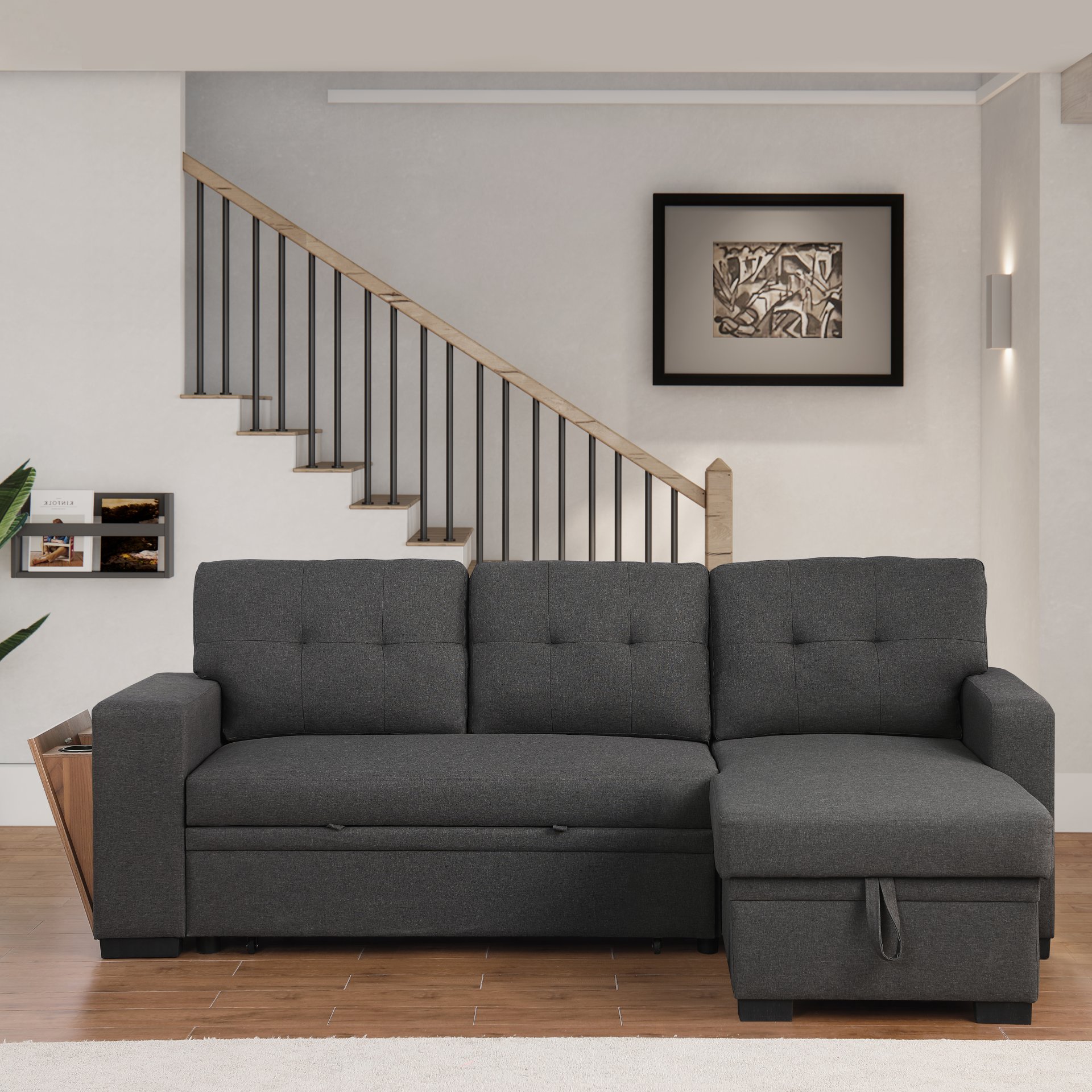 3 Piece Upholstered Sectional - Dark Gray - Image 2